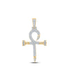 10k Yellow Gold Mens Baguette Diamond Nail Cross Ankh Charm Pendant 3/4 Cttw