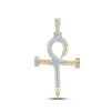 10k Yellow Gold Mens Baguette Diamond Ankh Nail Cross Charm Pendant 1 Cttw