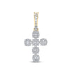 10k Yellow Gold Mens Baguette Diamond Cross Charm Pendant 1-3/4 Cttw