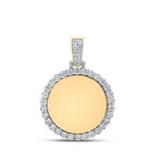  10k Yellow Gold Mens Round Diamond Memory Circle Mirror Charm Pendant 3/4 Cttw