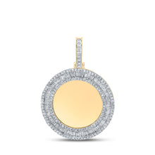  10k Yellow Gold Mens Baguette Diamond Memory Circle Charm Pendant 1-1/2 Cttw