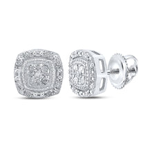  10k White Gold Womens Round Diamond Cluster Earrings 1/10 Cttw