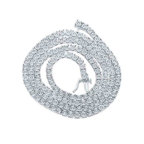 10k White Gold Mens Round Diamond 22-inch Link Chain Necklace 3-1/4 Cttw