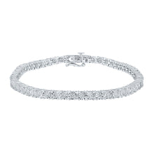  10k White Gold Mens Round Diamond Single Row Link Bracelet 3 Cttw