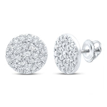 10k White Gold Womens Round Diamond Cluster Earrings 1/2 Cttw