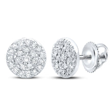  10k White Gold Womens Round Diamond Cluster Earrings 1/8 Cttw