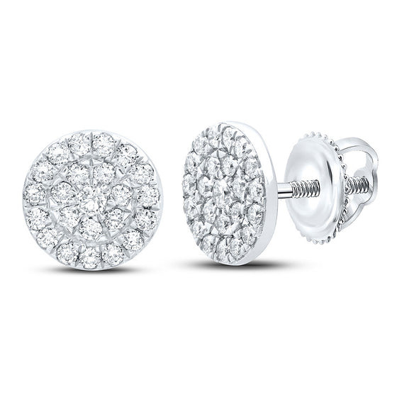 10k White Gold Womens Round Diamond Cluster Earrings 1/4 Cttw