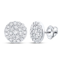  10k White Gold Womens Round Diamond Cluster Earrings 3/4 Cttw