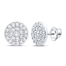  10k White Gold Womens Round Diamond Cluster Earrings 1 Cttw