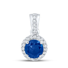  10k White Gold Womens Round Blue Color Enhanced Diamond Solitaire Pendant 5/8 Cttw