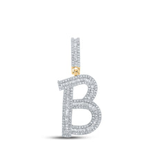  10k Yellow Gold Mens Baguette Diamond Initial B Letter Charm Pendant 1 Cttw