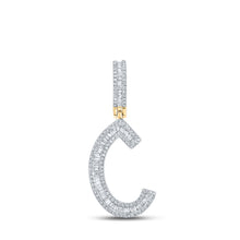  10k Yellow Gold Mens Baguette Diamond Initial C Letter Charm Pendant 3/4 Cttw