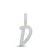  10k Yellow Gold Mens Baguette Diamond Initial D Letter Charm Pendant 3/4 Cttw