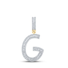  10k Yellow Gold Mens Baguette Diamond Initial G Letter Charm Pendant 3/4 Cttw