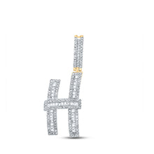  10k Yellow Gold Mens Baguette Diamond Initial H Letter Charm Pendant 7/8 Cttw