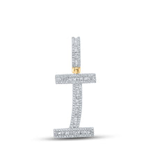  10k Yellow Gold Mens Baguette Diamond Initial I Letter Charm Pendant 3/4 Cttw
