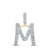 10k Yellow Gold Mens Baguette Diamond Initial M Letter Charm Pendant 1 Cttw