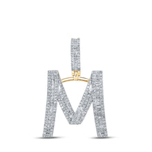  10k Yellow Gold Mens Baguette Diamond Initial M Letter Charm Pendant 1 Cttw