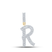  10k Yellow Gold Mens Baguette Diamond Initial R Letter Charm Pendant 7/8 Cttw