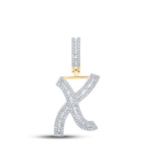  10k Yellow Gold Mens Baguette Diamond Initial X Letter Charm Pendant 3/4 Cttw