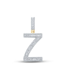  10k Yellow Gold Mens Baguette Diamond Initial Z Letter Charm Pendant 3/4 Cttw