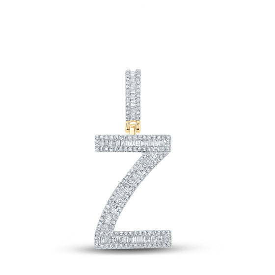10k Yellow Gold Mens Baguette Diamond Initial Z Letter Charm Pendant 3/4 Cttw