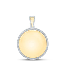  10k Yellow Gold Mens Round Diamond Circle Memory Mirror Charm Pendant 7/8 Cttw