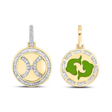  10k Yellow Gold Mens Baguette Diamond Pisces Charm Pendant 5/8 Cttw