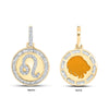10k Yellow Gold Mens Baguette Diamond Leo Sign Charm Pendant 1/2 Cttw
