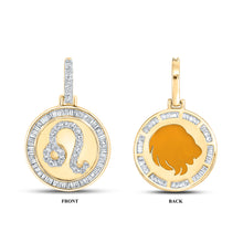  10k Yellow Gold Mens Baguette Diamond Leo Sign Charm Pendant 1/2 Cttw