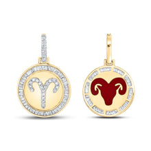  10k Yellow Gold Mens Baguette Diamond Aries Sign Charm Pendant 1/2 Cttw