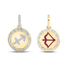  10k Yellow Gold Mens Baguette Diamond Sagittarius Charm Pendant 1/2 Cttw