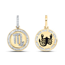  10k Yellow Gold Mens Baguette Diamond Scorpio Sign Charm Pendant 1/2 Cttw
