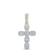  10k Yellow Gold Mens Baguette Diamond Cross Charm Pendant 1-1/3 Cttw