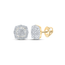  10k Yellow Gold Baguette Diamond Square Earrings 3/4 Cttw