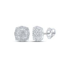  10k White Gold Baguette Diamond Square Earrings 3/4 Cttw