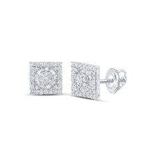  10k White Gold Baguette Diamond Square Earrings 7/8 Cttw