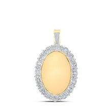  10k Yellow Gold Mens Baguette Diamond Mirror Oval Charm Pendant 2-1/2 Cttw