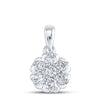 10k White Gold Womens Round Diamond Flower Cluster Pendant 1/3 Cttw
