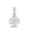 10k White Gold Womens Round Diamond Cluster Pendant 1/3 Cttw