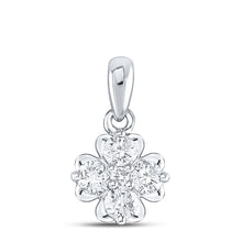  10k White Gold Womens Round Diamond Cluster Pendant 1/3 Cttw