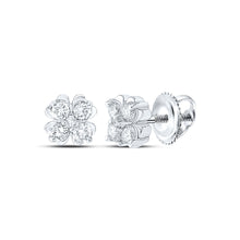  10k White Gold Womens Round Diamond Cluster Earrings 1/4 Cttw