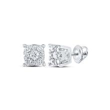  10k White Gold Womens Round Diamond Cluster Earrings 1/4 Cttw