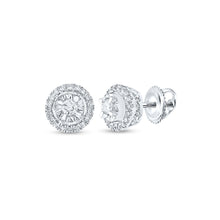  10k White Gold Womens Round Diamond Halo Earrings 1/4 Cttw