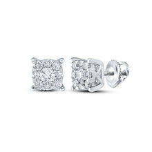  10k White Gold Womens Round Diamond Cluster Earrings 1/2 Cttw