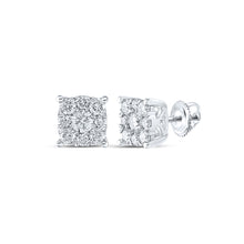  10k White Gold Womens Round Diamond Cluster Earrings 7/8 Cttw