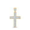 10k Yellow Gold Mens Round Diamond Cross Charm Pendant 1 Cttw