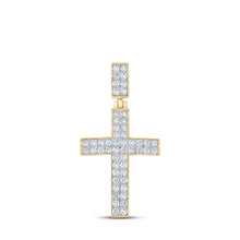  10k Yellow Gold Mens Round Diamond Cross Charm Pendant 1 Cttw