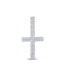  10k Yellow Gold Mens Round Diamond Cross Charm Pendant 1 Cttw