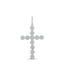  10k Yellow Gold Mens Round Diamond Cross Charm Pendant 1-1/3 Cttw